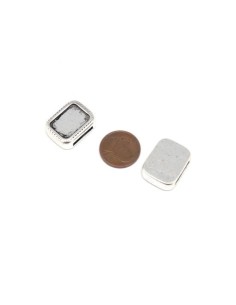 Perle passant rectangulaire pour lanière de 10mm en métal argenté 2