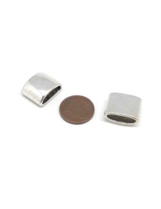 Perle passant argenté bombé pour lanière cuir de 12mm 2