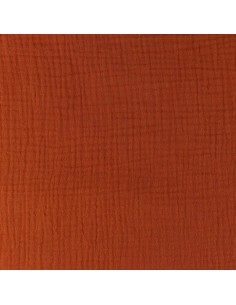 Tissus double gaze de coton uni rouille - vendu au mètre