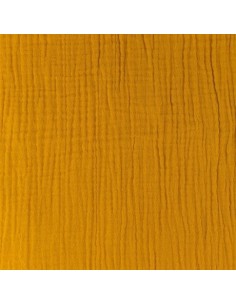 Tissus double gaze de coton uni ocre - vendu au mètre