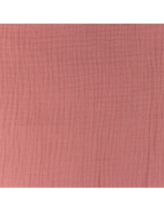 Tissus double gaze de coton uni vieux rose - vendu au mètre