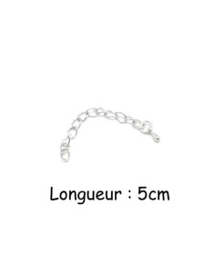 Chaine d'extension argenté blanc avec breloque