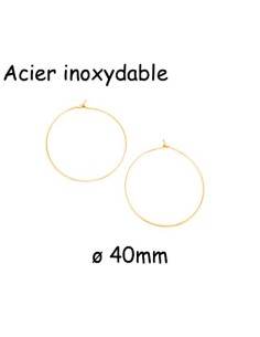 Créole doré fine 40mm en acier inoxydable - 2 paires
