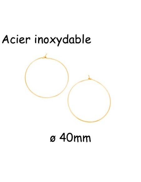 Créole doré fine 40mm en acier inoxydable - 2 paires