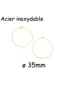 créole doré fine 35mm en acier inoxydable - 2 paires