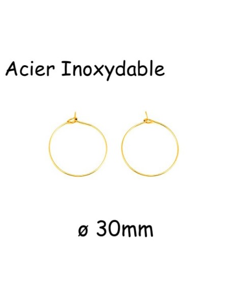 créole doré fine 30mm en acier inoxydable - 2 paires
