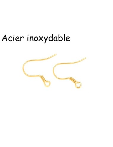 Supports boucles d'oreilles hameçons en acier inoxydable doré - 5 paires crochets