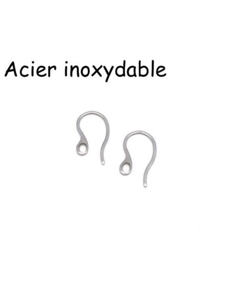 Crochet d'oreilles moderne argenté en acier inoxydable 19mm avec un trou - 2 paires crochets