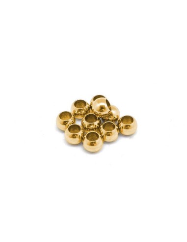 Perle doré en acier inox 4mm à gros trou