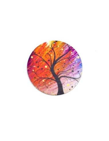 Grand pendentif bois arbre de vie coloré 60mm