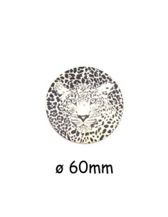 Pendentif en bois félin noir et blanc cassé, écru 60mm