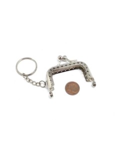 Mini Fermoir porte monnaie en métal argenté 5cm avec attache porte clé 2