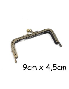Fermoir porte monnaie en métal de couleur bronze travaillé 9cm avec attache sur un côté clic clac claps