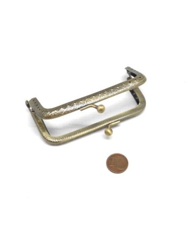 Fermoir bronze 9cm en métal travaillé pour sac, porte monnaie
