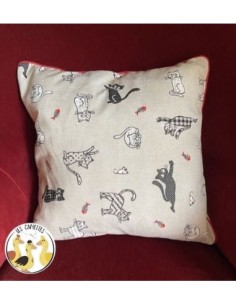 La Box Couture des Canettes pour créer une housse de coussin motif chat - Kit couture housse de coussin avec passepoil - KIT DIY
