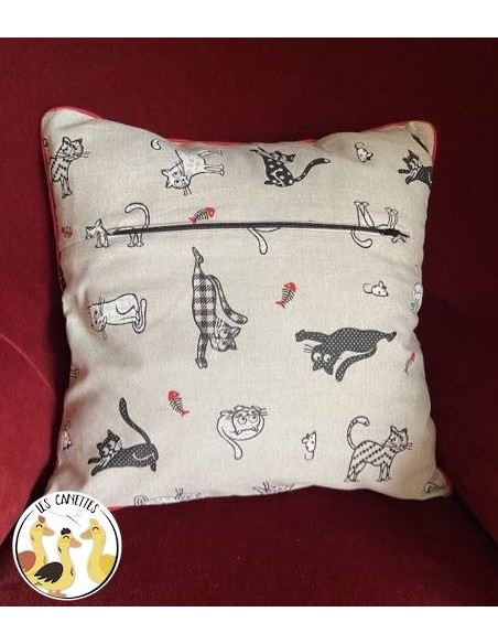 Kit couture housse de coussin motif chat