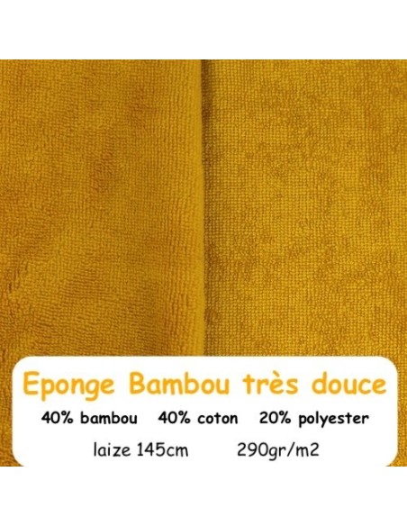 Eponge de bambou ocre jaune moutarde vendu au mètre