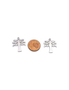 Petit Pendentif arbre de vie évidé argenté en acier inoxydable 2
