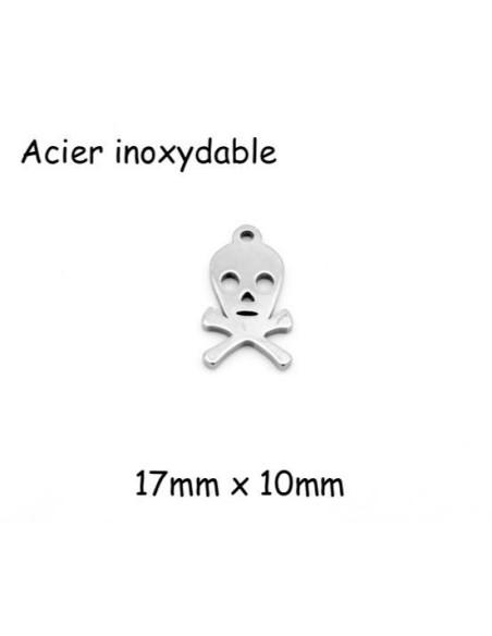 Breloque tête de mort argenté en acier inoxydable