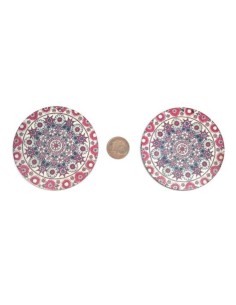 Pendentifs rosace mandala en bois rose, blanc et bleu 60mm 2