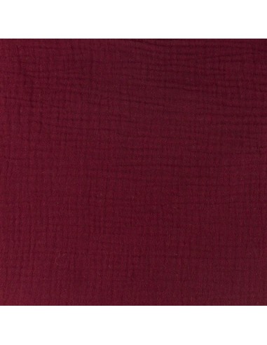 double gaze de coton uni bordeaux - vendu au mètre