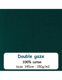 Tissus double gaze de coton uni bleu pétrole - vendu au mètre
