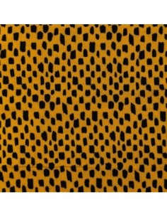 Tissus double gaze de coton motif rectangle noir sur fond ocre - vendu au mètre 2
