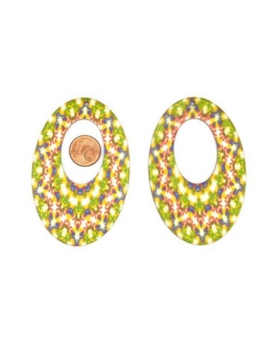 Pendentif ovale en bois ethnique pour bijoux