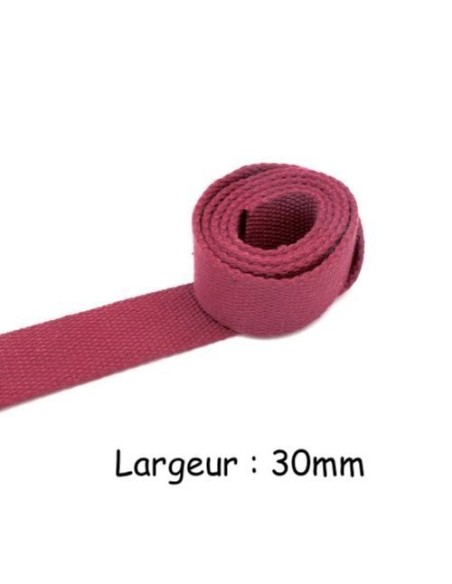 Sangle Coton rouge bordeaux pour sac, banane, sac à dos 30mm