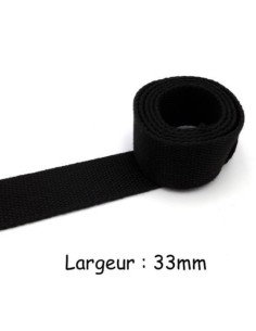 Sangle noire en coton pour sac, banane, sac à dos, ceinture 33mm
