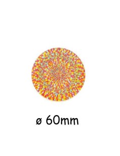 Pendentif rond en bois décoré motif mosaïque lumineux orange, rose, rouge 60mm