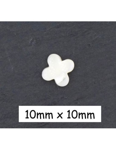 Perles fleur en nacre, croix de couleur ivoire nacré 10mm