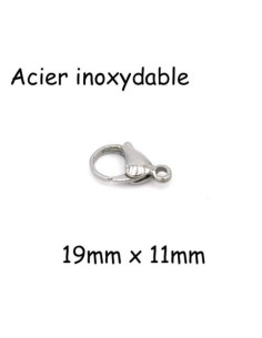 Fermoirs mousqueton en acier inoxydable argenté 19mm