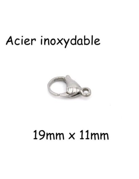 Fermoirs mousqueton en acier inoxydable argenté 19mm
