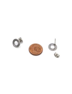 Clous puce de boucles d'oreilles en acier inoxydable argenté forme sequin évidé 10mm 2
