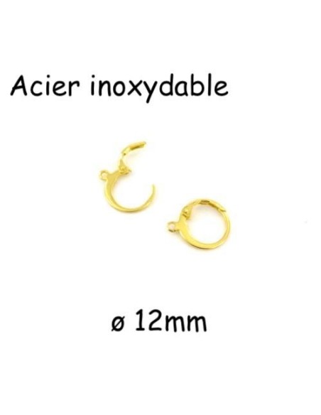 Dormeuse créole ronde en acier inoxydable doré avec anneau - 2 paires