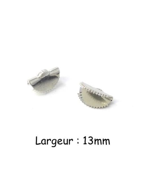 Embout griffe demi lune argenté 13mm, pince demi lune, serre ruban en métal doré