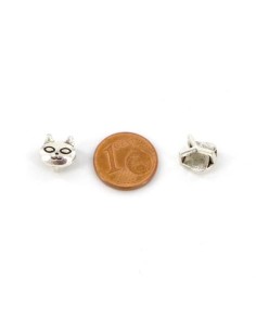 Perle passant petit chat pour lanière de 6mm en métal argenté 2