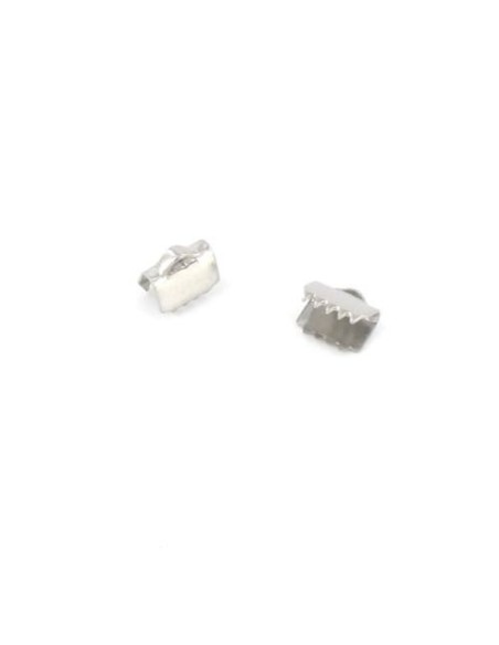 Embout pince ruban 6,5mm argenté en acier inox