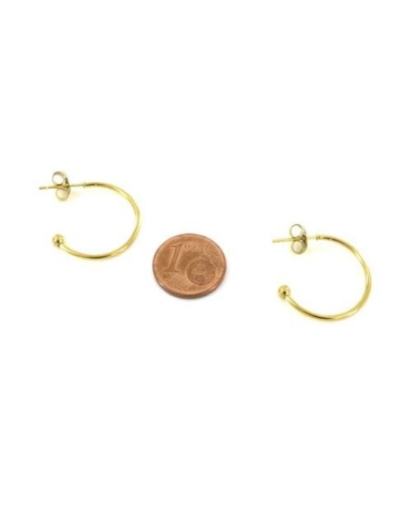 Créole ouverte doré en acier inox avec boule de finition