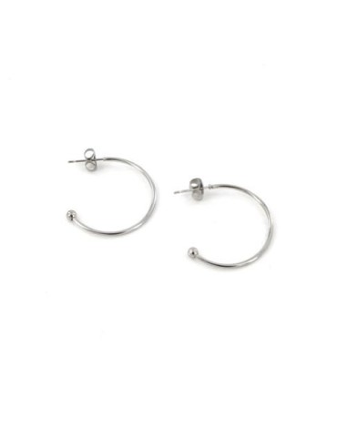 Créole argenté ouverte à customiser en acier inox