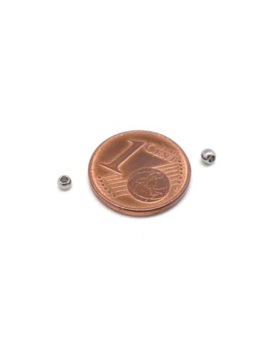 Mini Perle ronde en acier inoxydable argenté 2,5mm