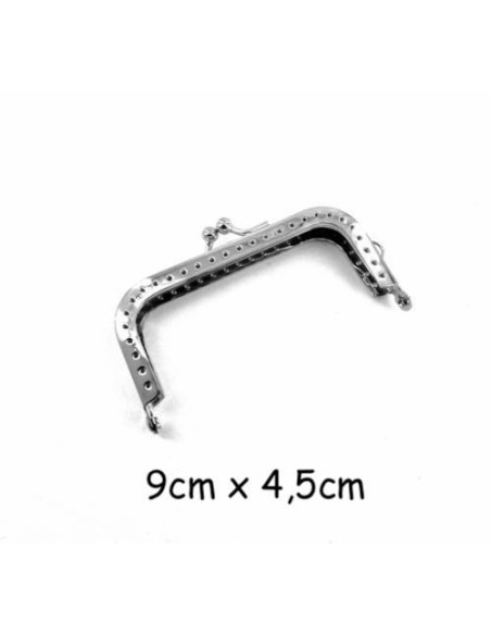 Fermoir porte monnaie en métal argenté 9cm avec attache sur un côté clic clac claps