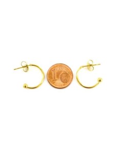 Créole ouverte doré avec boule en acier inoxydable 15mm - 1 paire de créole doré 2