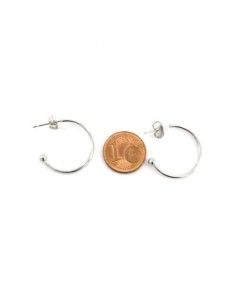 Créole ouverte argenté avec boule en acier inoxydable 20mm - 1 paire de créole argenté 2