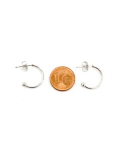 Créole ouverte argenté avec boule en acier inoxydable 15mm - 1 paire de créole argenté 2