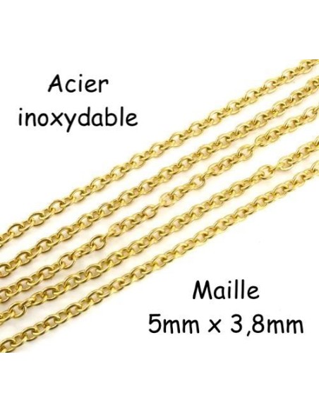 chaînette doré maille forçat en acier inoxydable 5mm