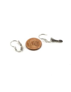 Supports boucles d'oreilles Dormeuses trouées en acier inoxydable argenté 16mm x 9mm - 3 paires 2