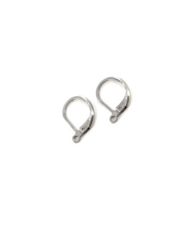 créoles ovale argenté en acier inoxydable avec anneau - 2 paires