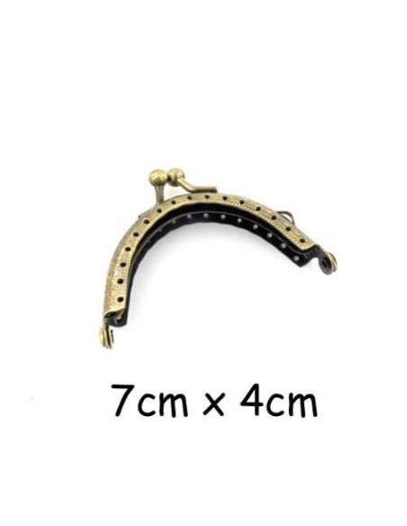 Fermoir porte monnaie arrondi en métal travaillé de couleur bronze 7cm style rétro